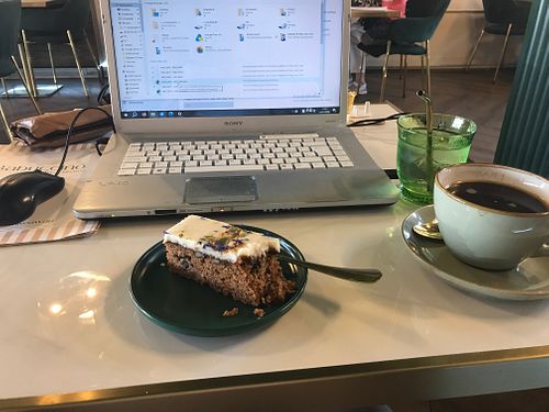 Vegan carrot cake is one of two cake options. at Babyccino Coffee & Kitchen  in Tonbridge