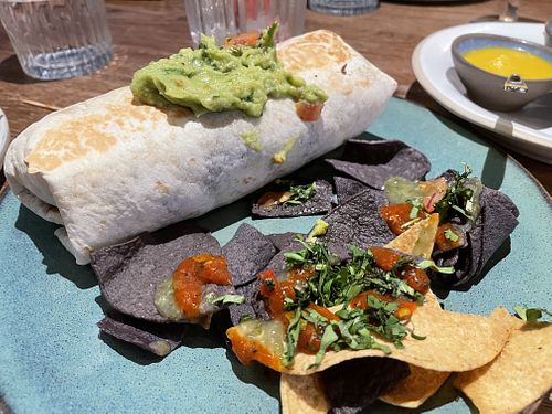 Vegan mushroom burritoos  at Wahaca Paddington in London