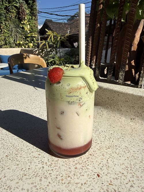 Strawberry matcha w oat mylk   at Uma Blu Coffee & Brunch in Kuta