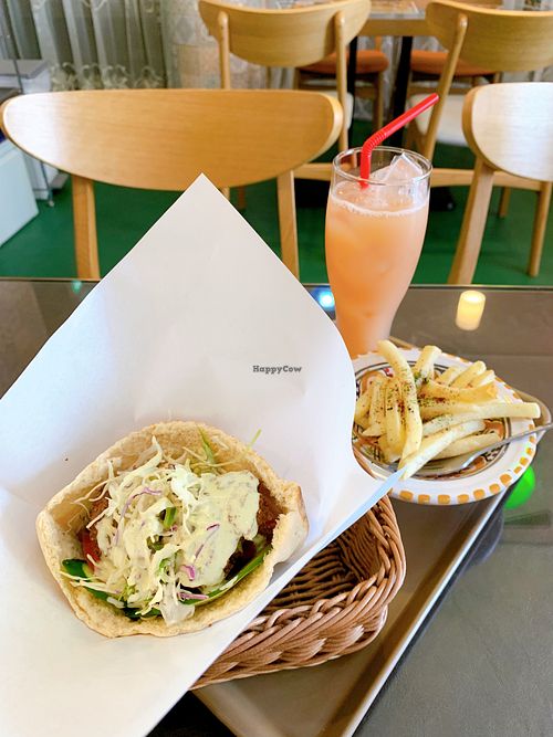 Falafel pita sandwich set  at Bisan in Kyoto