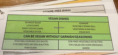Vegan options listed if ask   at Oshima Beaumaris All You Can Eat in Beaumaris