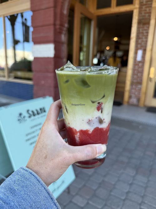 Strawberry matcha 🤤  at Saanu Café & Sauna in Joseph