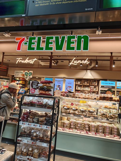 Storefront inside the central at 7-Eleven in Gothenburg