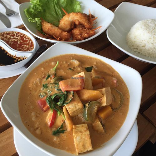 curry tofu. super yum!!!! at Banana Leaf Vegan Thai Fusion in Canggu
