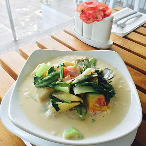 Thai coconut soup  at Banana Leaf Vegan Thai Fusion in Canggu