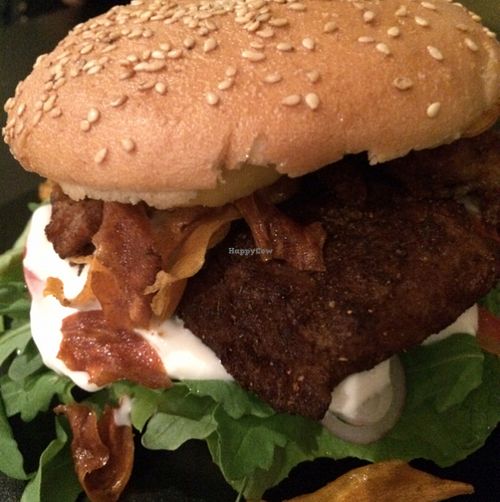 soy burger on gluten free bun at vb veganburgers in Gdansk