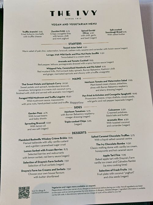 June 2026 menu  at The Ivy Belfast Brasserie  in Belfast