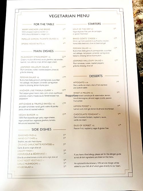 June 2026 menu  at The Anchor Line in Glasgow
