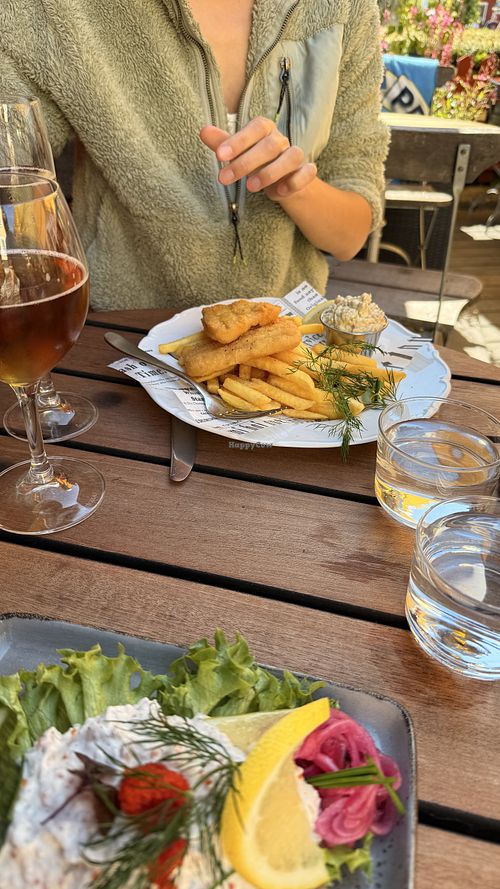 Vegan fish and chips  at Sandhamns Värdshus in Sandhamn