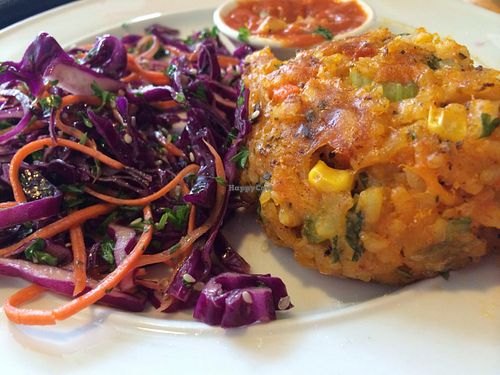 Risotto cake (contains dairy) at Pranah Cafe in Wellington