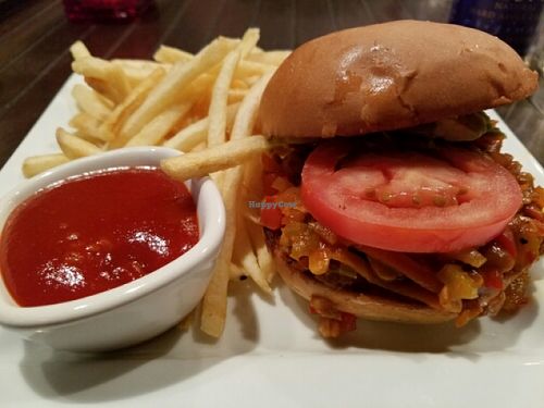 Steven Segal burger with fries at Ginger Hop in Minneapolis