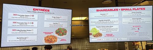 Menu boards at PHX - Pei Wei Asian Kitchen in Phoenix