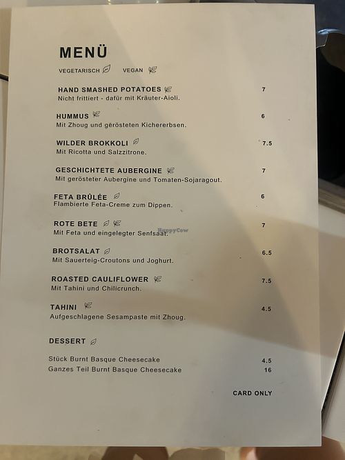speisekarte  at Anitas in Berlin