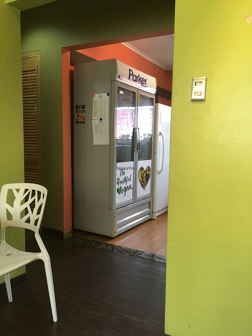 Fridge where all of the food is kept at The Youthful Vegan in St James