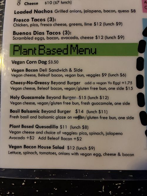 Plant Based Menu  at The Wormhole Neighborhood Pub & Music Venue in Savannah
