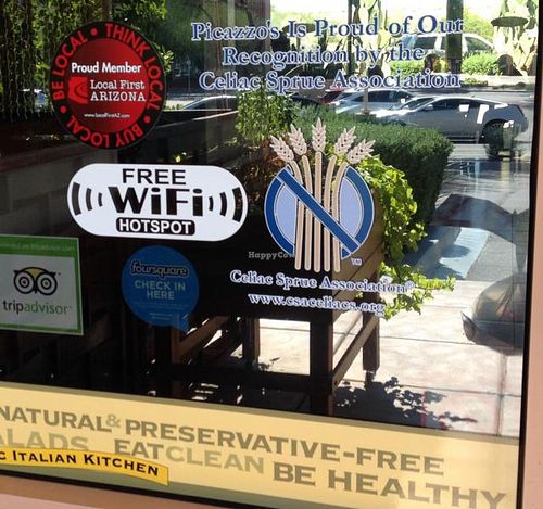 door stickers  at Picazzo's Healthy Italian Kitchen in Scottsdale