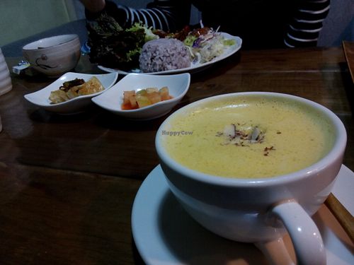 Soy pumpkin latte at Dajeon Cafe in Busan