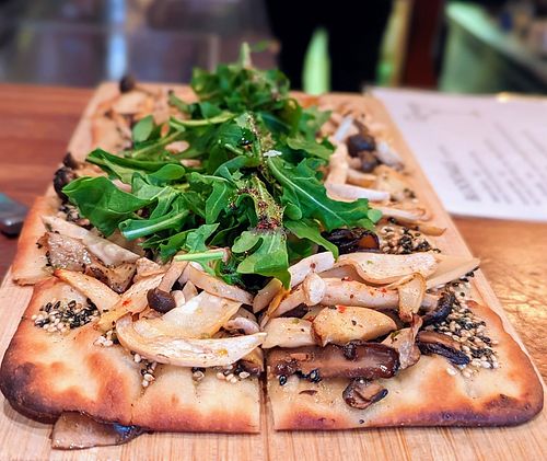 Mushroom medley flatbread *vegan without the cheese* at Block Kitchen and Bar in Banff