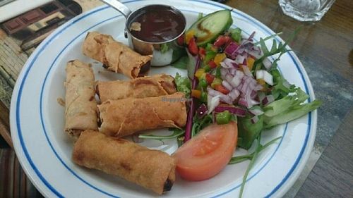 vegan vegetable spring rolls starter at The Golden Lion Pub in Winchester