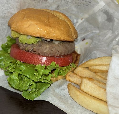 avo burger and small fries  at MOS BURGER Asakusabashi Station Shop in Tokyo