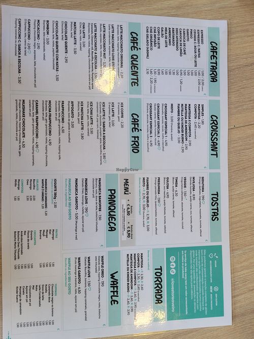 Die veganen Optionen sind mit einem vegan gelabelt at Love Store - Snack Bar in Aveiro
