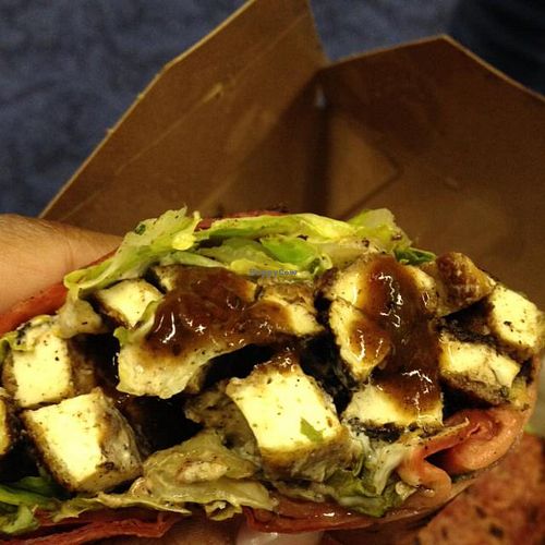 a peek inside the Jerk Tofu Wrap  at Karyn's Cooked in Chicago