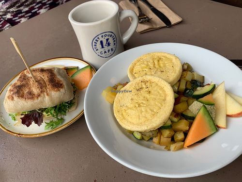 Vegan egg breakfast  at Street 14 Coffee in Astoria