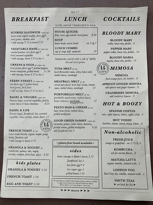 Menu at Street 14 Coffee in Astoria