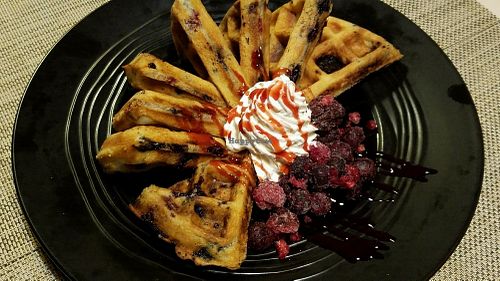 Berry waffle at Soul R. Vegan Cafe in Taipei