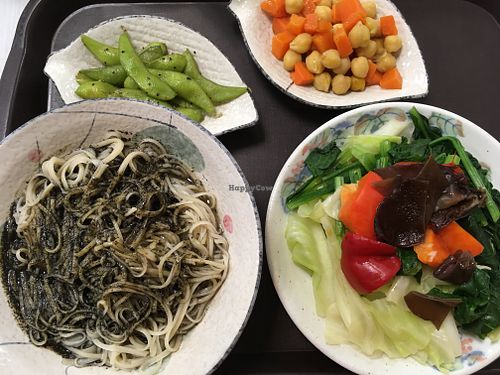 Basic combo meal with black sesame noodles at Taiwan Sù 食在地台灣素食堂 in Taipei