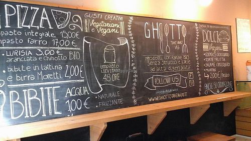 Ghiotto's blackboard at Ghiotto Take-Away in Verona