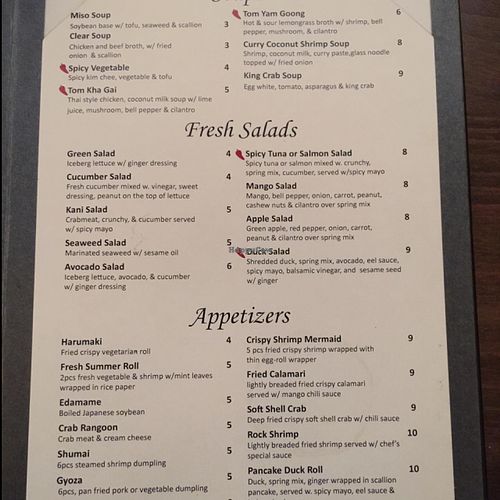 menu at Oka in Lancaster