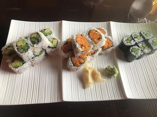 Veggie rolls - avocado/cucumber, sweet potato, asparagus at Oka in Lancaster