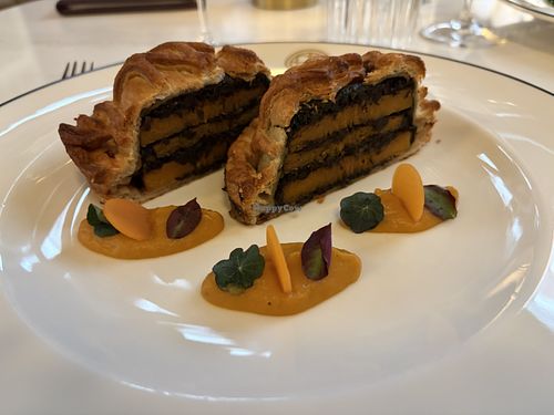 Butternut squash pithivier with vegan jus  at The Court in Edinburgh