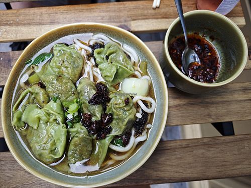 Soup wantan with chilli sauce at WANTAN in Brussels