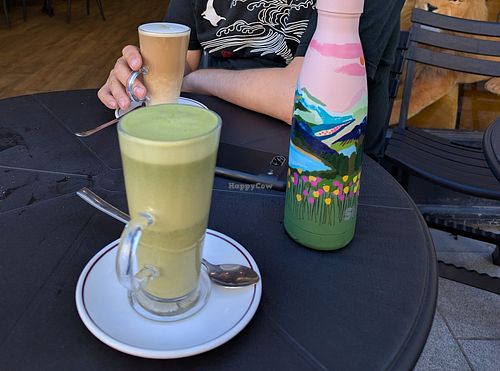 Oat matcha and latte at Kessa Coffee House in Eastbourne