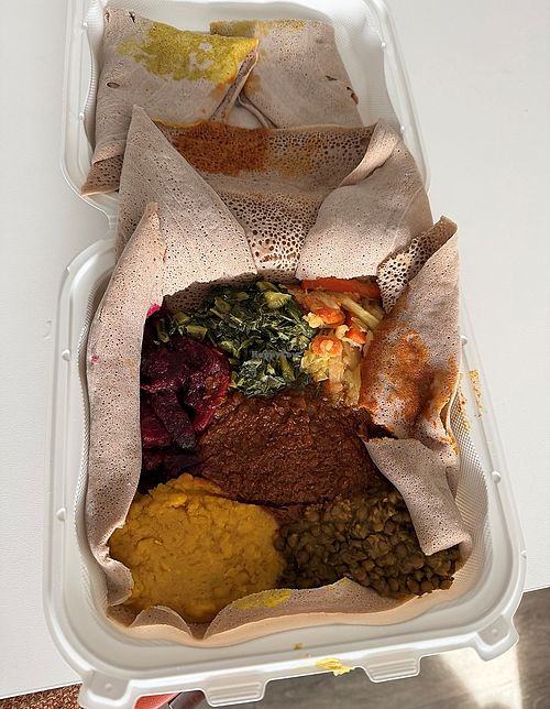Vegan combo at Sekela Ethiopian Resturant in Riverside