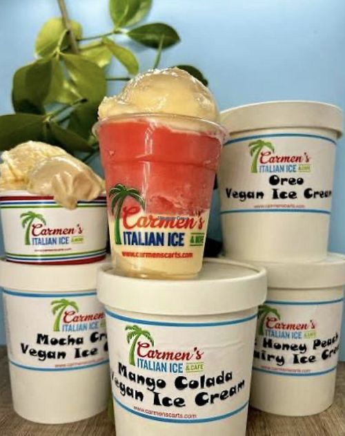 Rotating vegan options   at Carmen's Italian Ice in Rockville