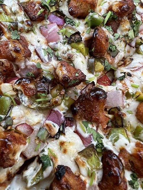 Manchurian Plant Based Chicken Pizza   at Pizza Twist in Oxnard