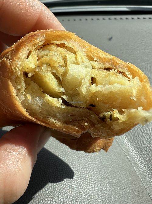 Potato filling on the samosa.  at Pizza Twist in Oxnard