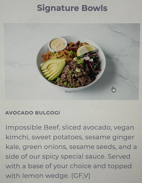 From menu   at moonbowls (Healthy Korean Bowls- Forrest) in Atlanta