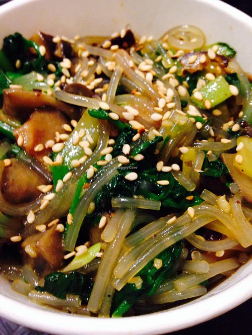 Small japchae with plenty of veggies and mushrooms at Triple B Fresh in Washington