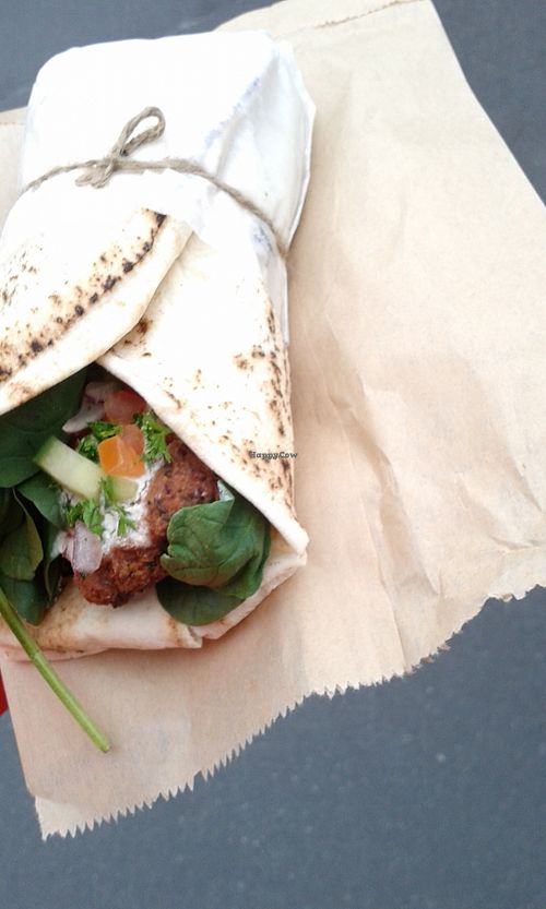 (partial) vegan falafel wrap, Two Birds at Two Birds Eatery in Hamilton