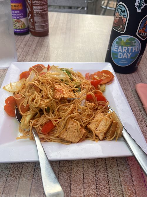 Curry Stir Fried Noodles at outdoor table  at Saigon Restaurant & Bar | Vietnamese in Cleveland