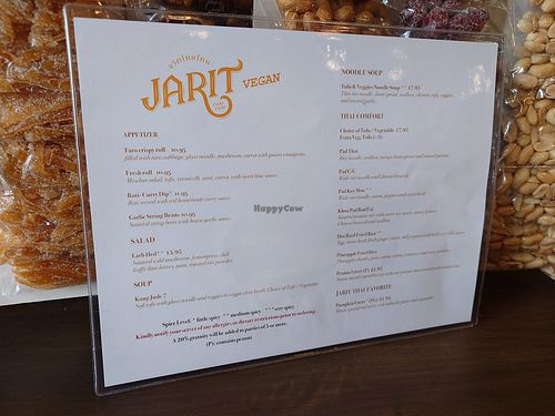 Ask for the vegan menu! at Jarit Thai Thai  in Providence