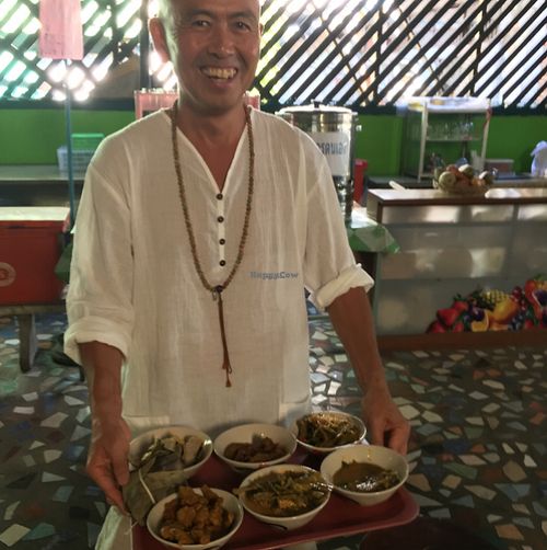 My very happy vegan monk from Japan :)  at Tamachat in Chiang Rai