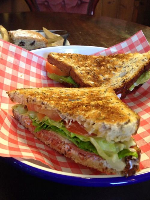 Vegan VLT (Veggie bacon, Lettuce and Tomato) with baco bits and vegan mayo. This is delicious and the perfect Brunch option. at The Waiting Room in South East London