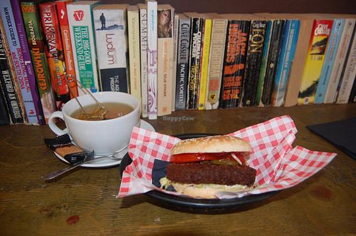 Vegan WR Burger with Peppermint tea at The Waiting Room in South East London