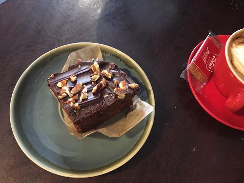 chocolate cake at The Waiting Room in South East London