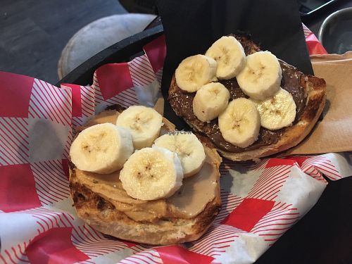 vegan peanut butter nutella banana bagel at The Waiting Room in South East London